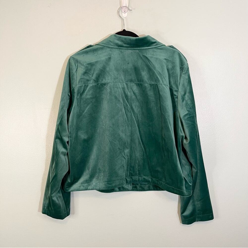 LC Lauren Conrad Collared Long Sleeve Full Zip Velvet Moto Jacket Green XXL NWT - Picture 7 of 11